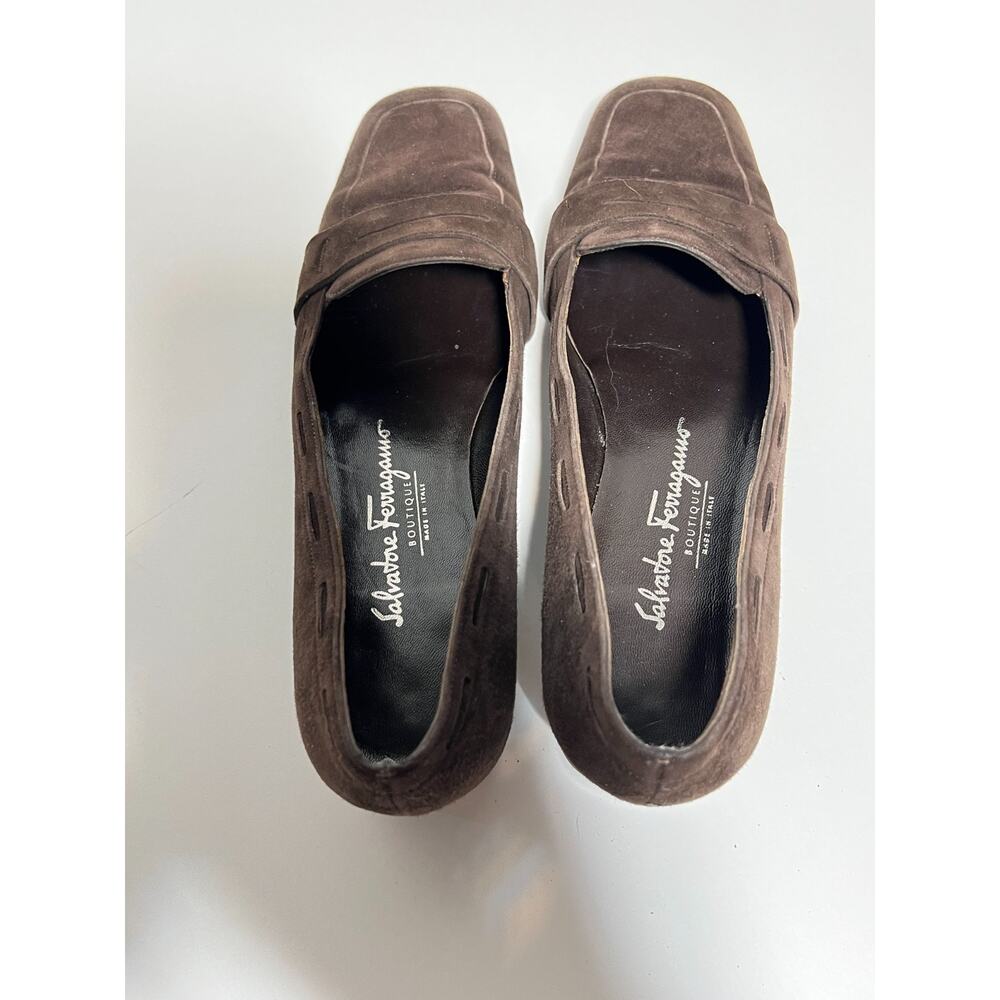 Salvatore Ferragamo Women EUC Classic Chocolate Brown Suede Loafer Shoe 6.5 B - Picture 4 of 7